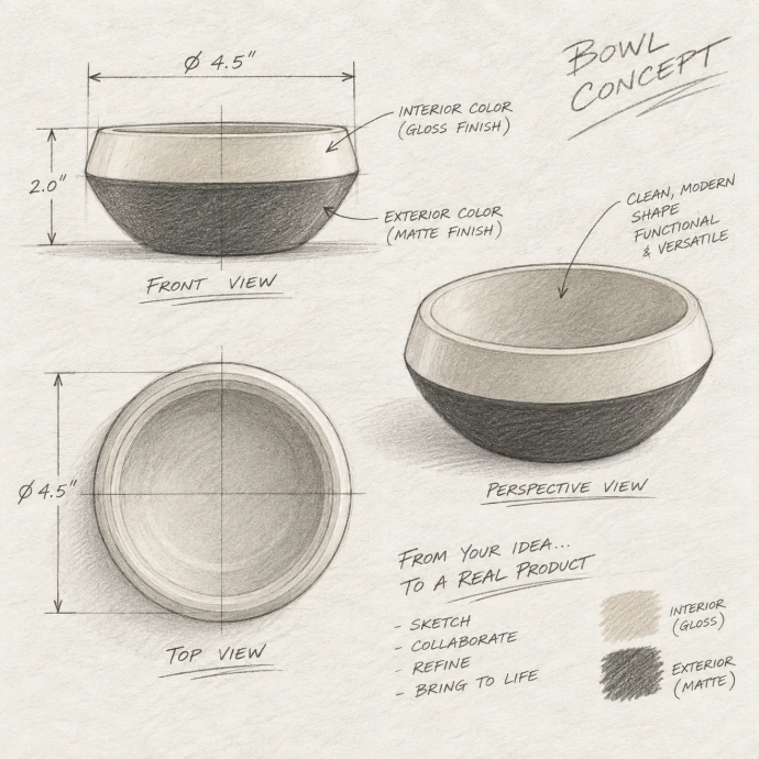 Product development and prototyping for commercial tableware